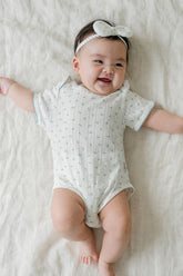 Baby Wearing Avauma Petite Garden Mintgarden Short Sleeve Bodysuit, Adorable Leaf Patterned Onesie